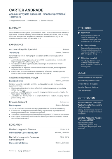 8 Accounts Payable Resume Examples & Guide for 2025