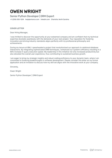 8 Professional Python Developer Cover Letter Examples and Template for ...