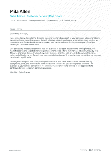 entry level sales cover letter examples