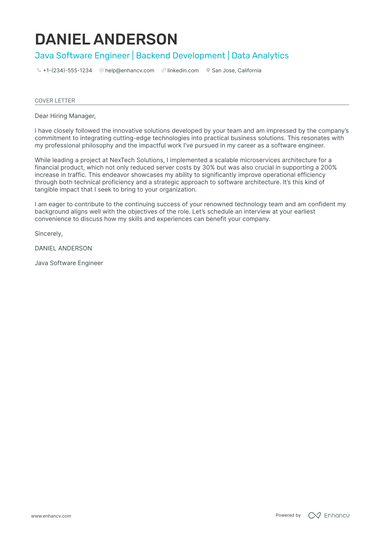 8 Professional Java Developer Cover Letter Examples and Template for ...