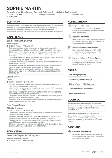 11 Server Resume Examples & Guide for 2024