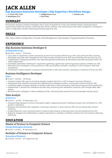 29 SQL Developer Resume Examples & Guide for 2025