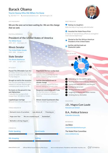 Barack Obama resume example
