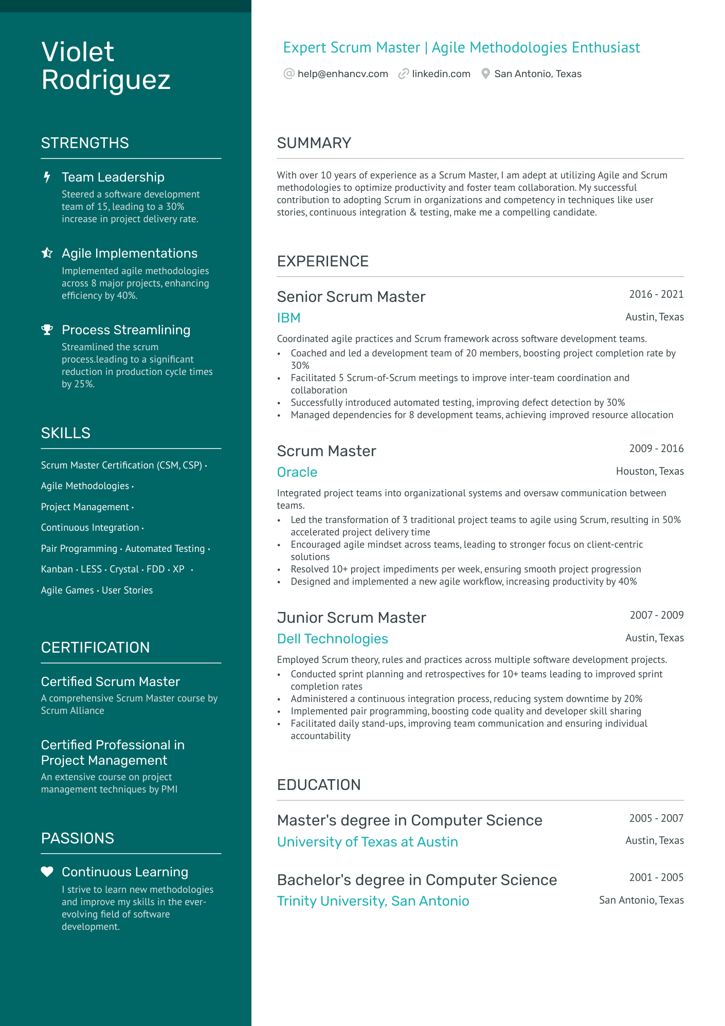 9 Scrum Master Resume Examples & Guide for 2024