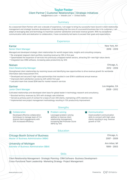 5 Client Partner Resume Examples & Guide for 2024