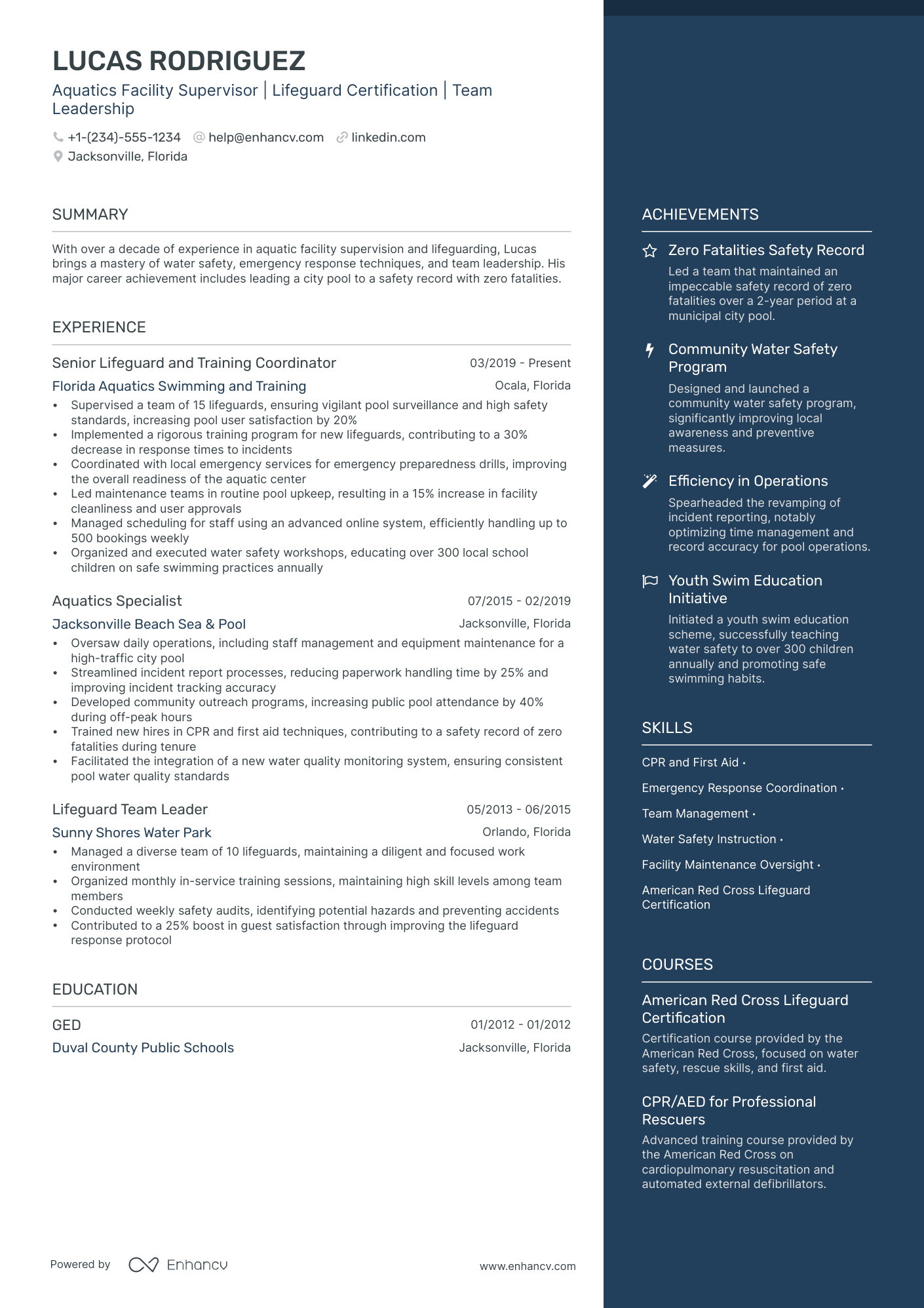 5 Lifeguard Resume Examples & Guide for 2024