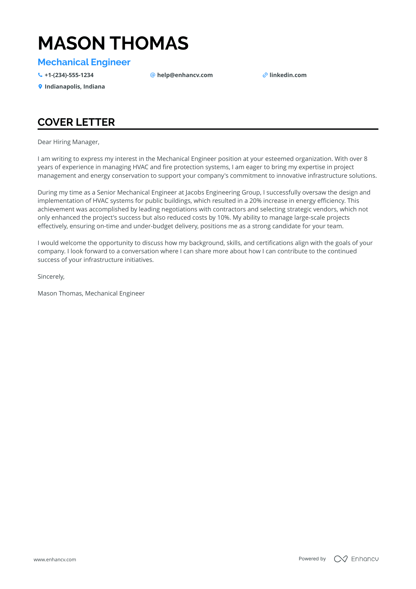9 Professional Mechanical Engineer Cover Letter Examples and Template ...