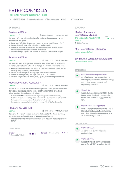 5 Freelance Writer Resume Examples & Guide for 2024