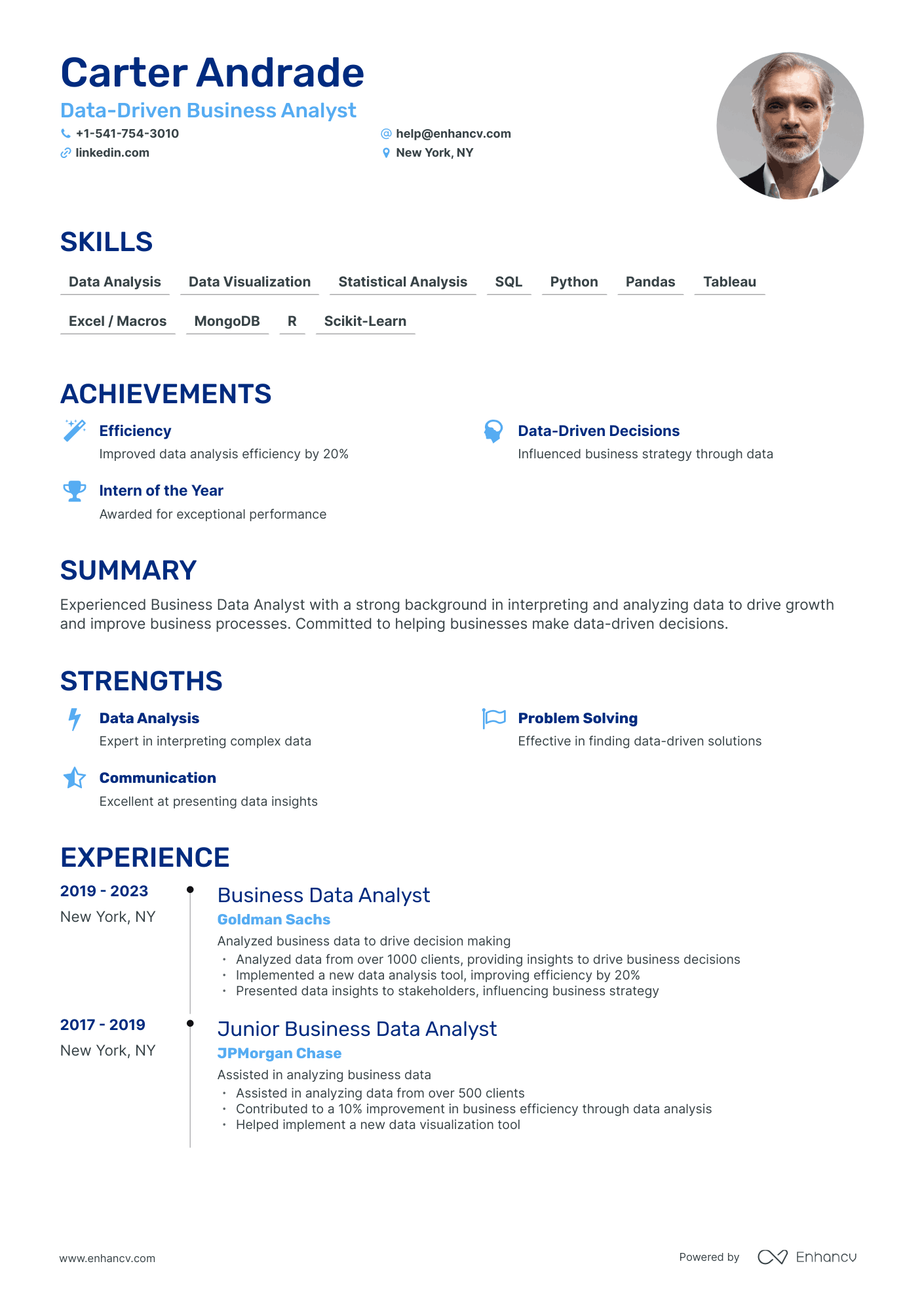 5 Business Data Analyst Resume Examples & Guide for 2023