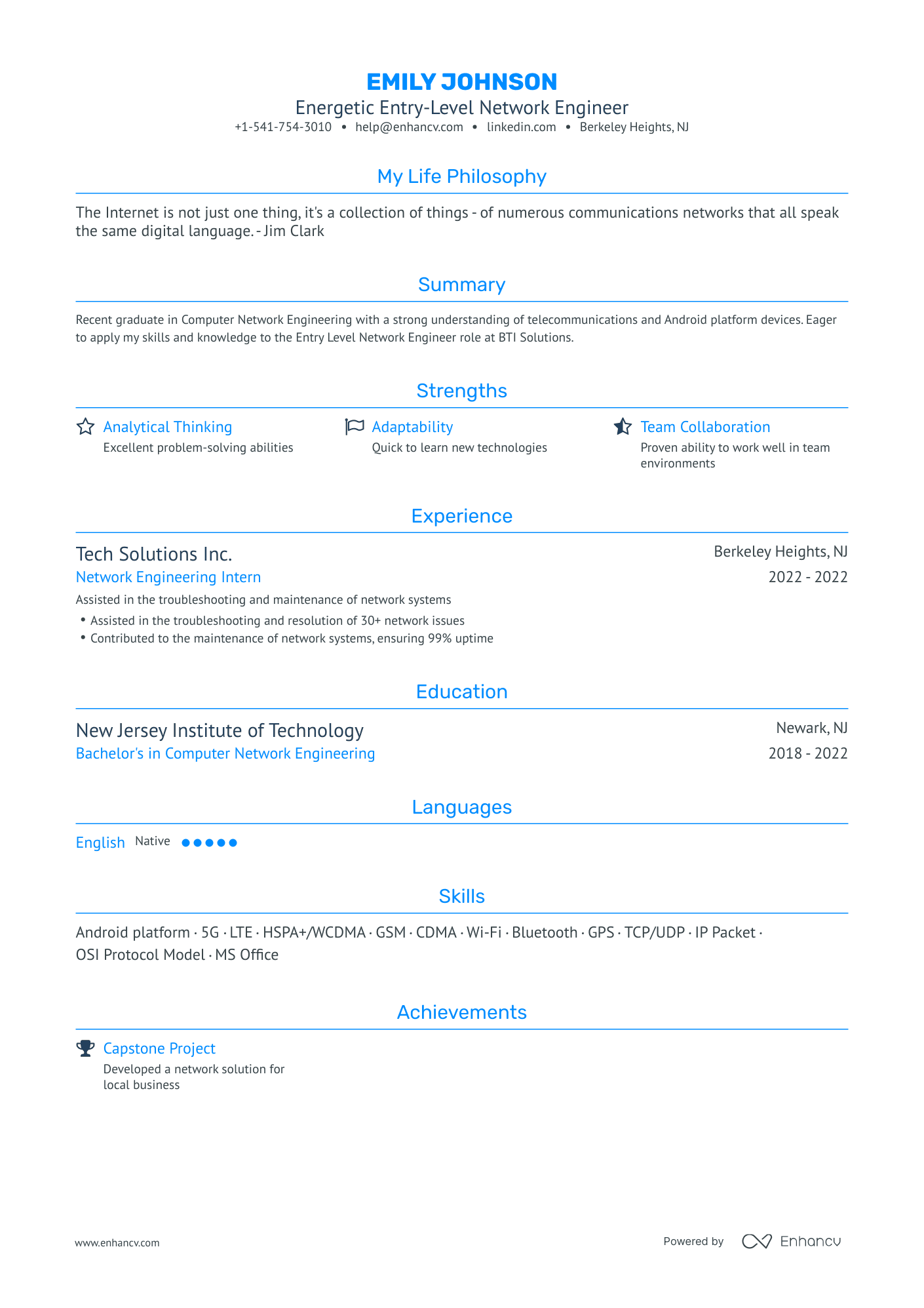 5 Entry Level Network Engineer Resume Examples & Guide for 2023