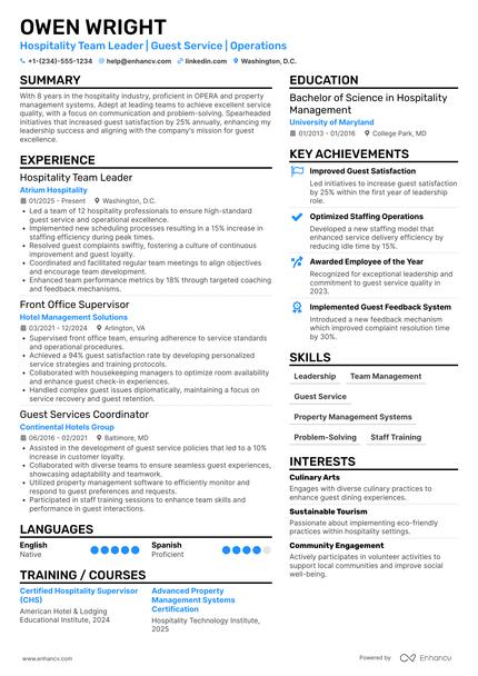 Hospitality Bio Examples 17 Hospitality Resume Examples & Guide for 2026
