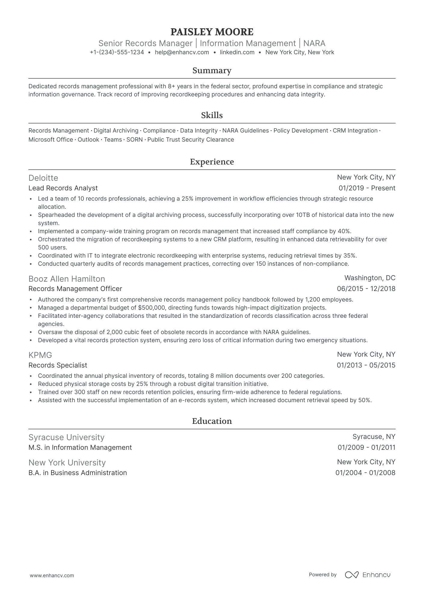 5 Records Manager Resume Examples & Guide for 2024