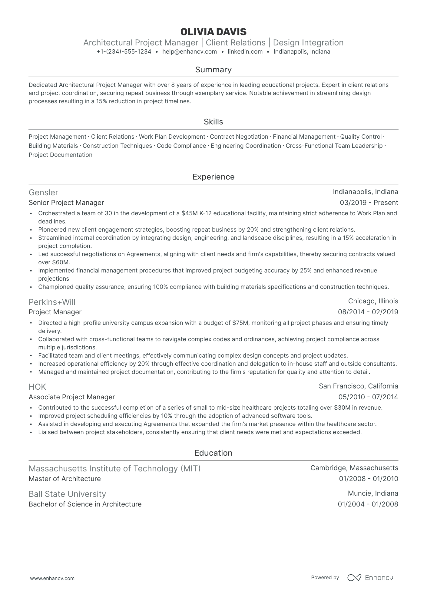 5 Architectural Project Manager Resume Examples & Guide for 2024