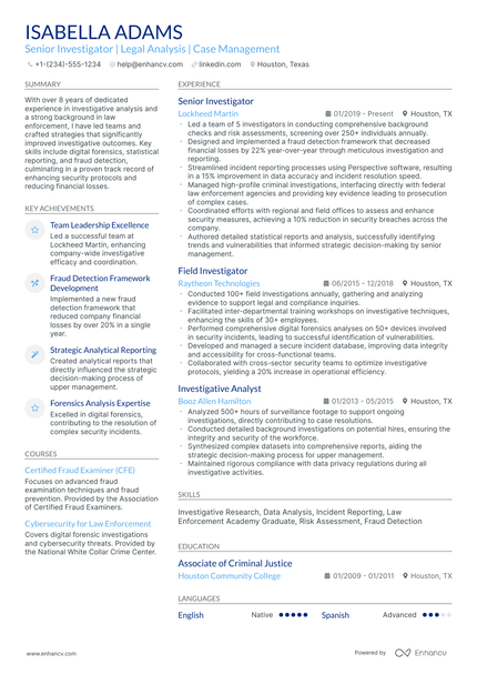 10 Investigator Resume Examples & Guide for 2025