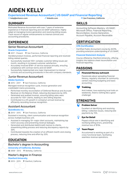 10 Revenue Accountant Resume Examples & Guide for 2026
