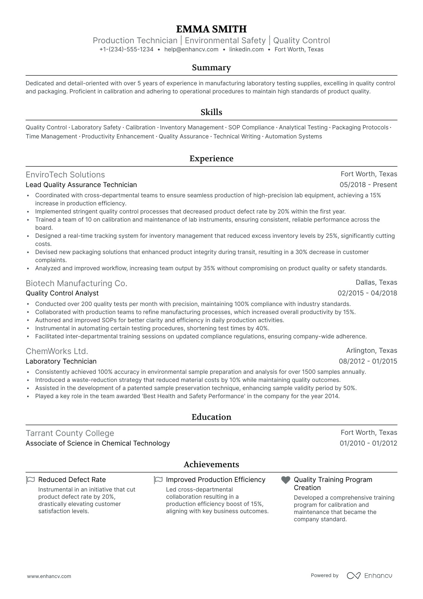 5 Production Technician Resume Examples & Guide for 2024