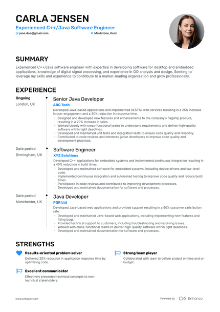 5 Java Software Engineer Resume Examples & Guide for 2024