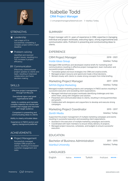 5 CRM Project Manager Resume Examples & Guide for 2023