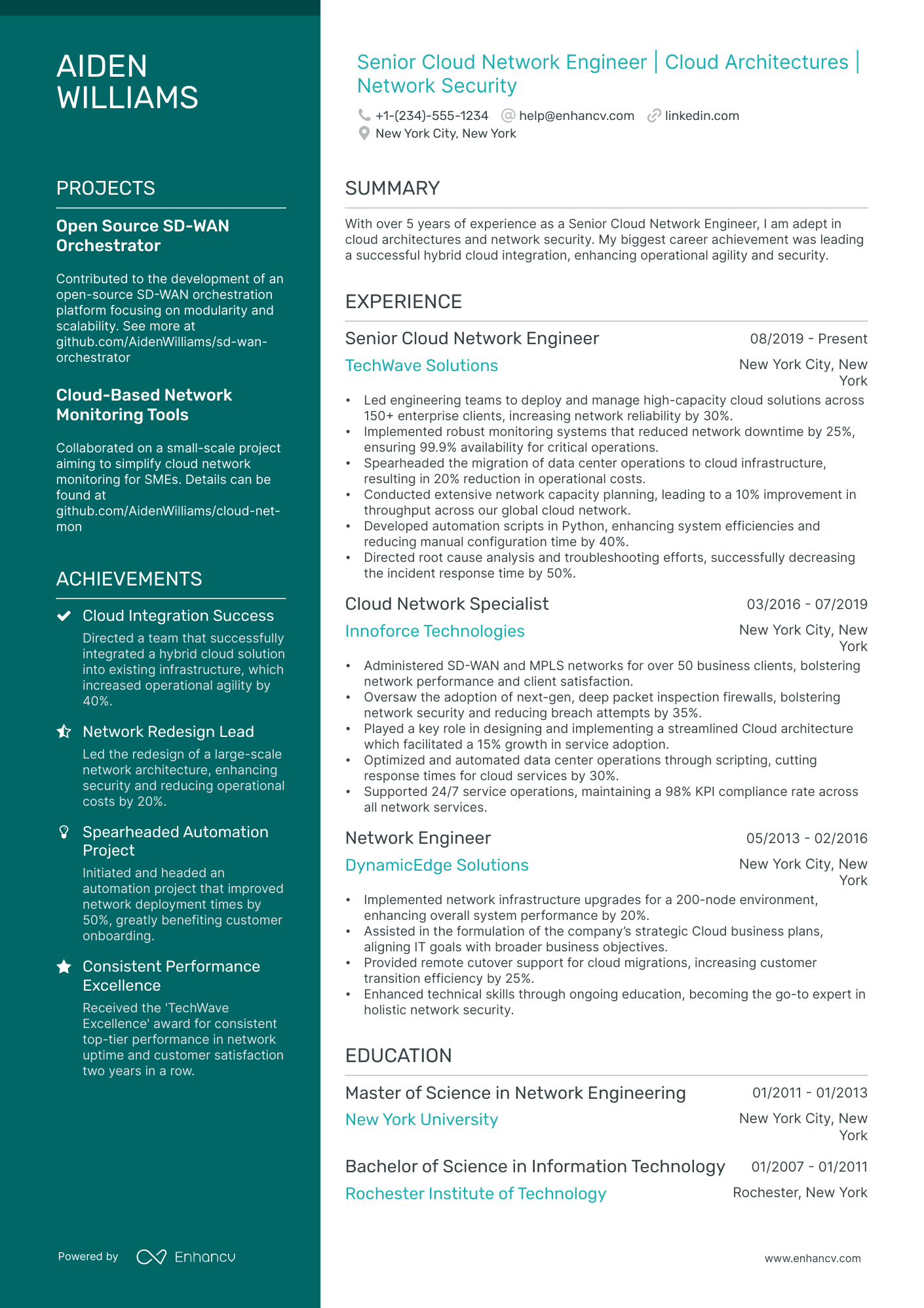 5 Cloud Network Engineer Resume Examples & Guide for 2024