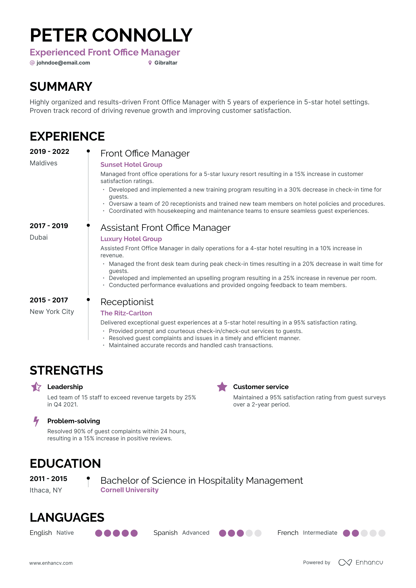 5 Front Office Manager Resume Examples & Guide for 2024