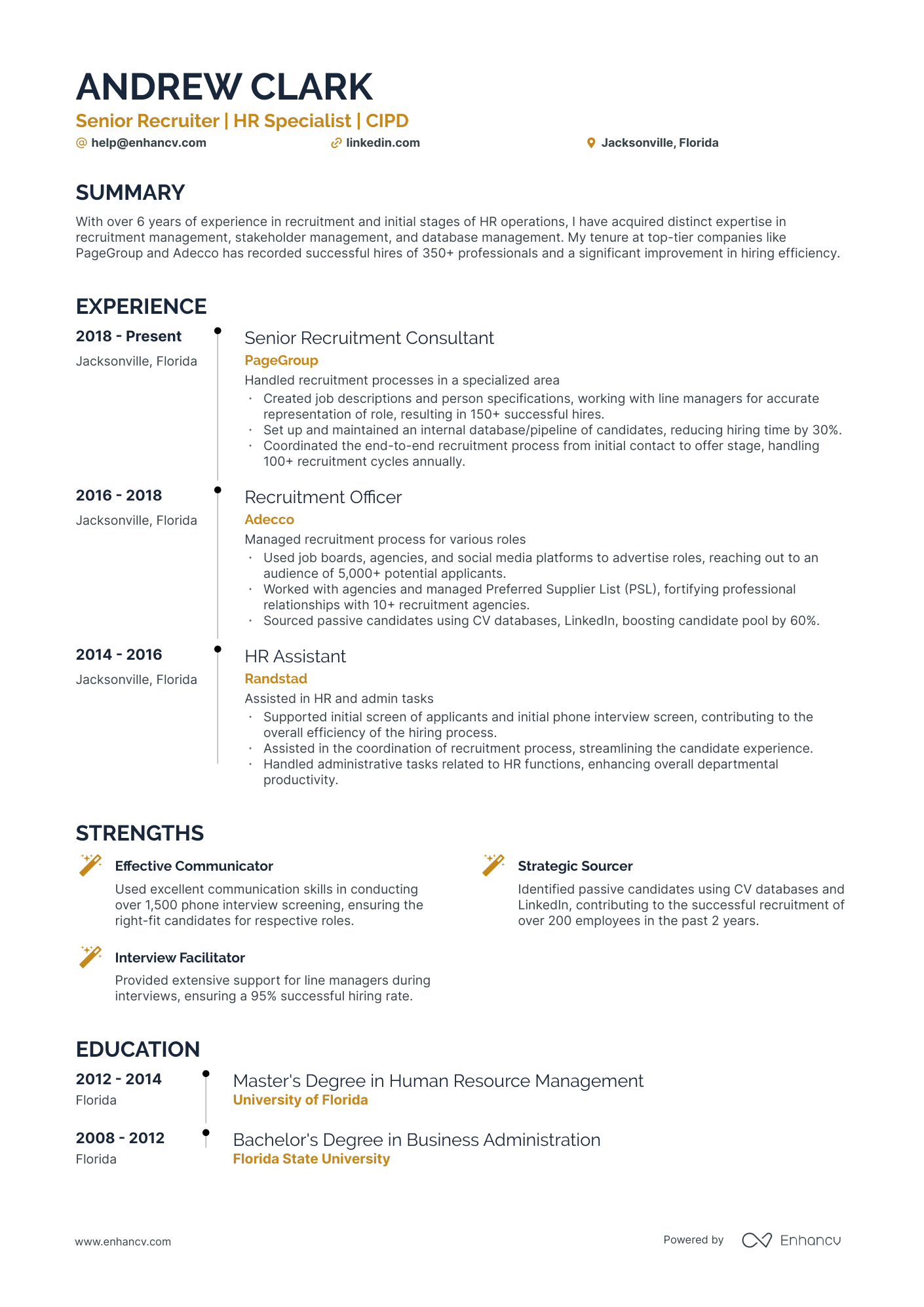 5 HR Recruiter Resume Examples & Guide for 2024