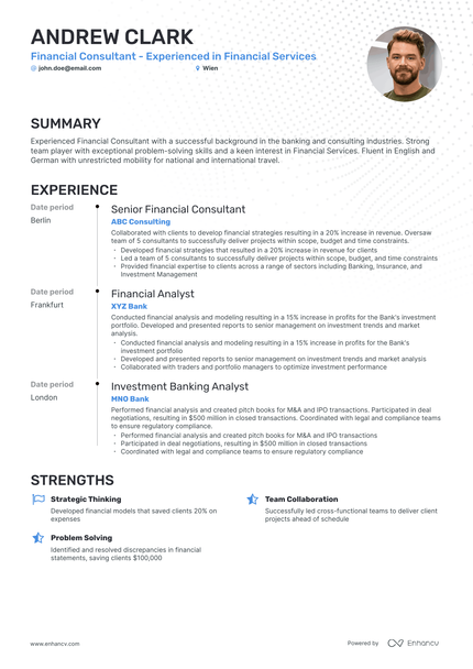 5 Financial Consultant Resume Examples & Guide for 2023