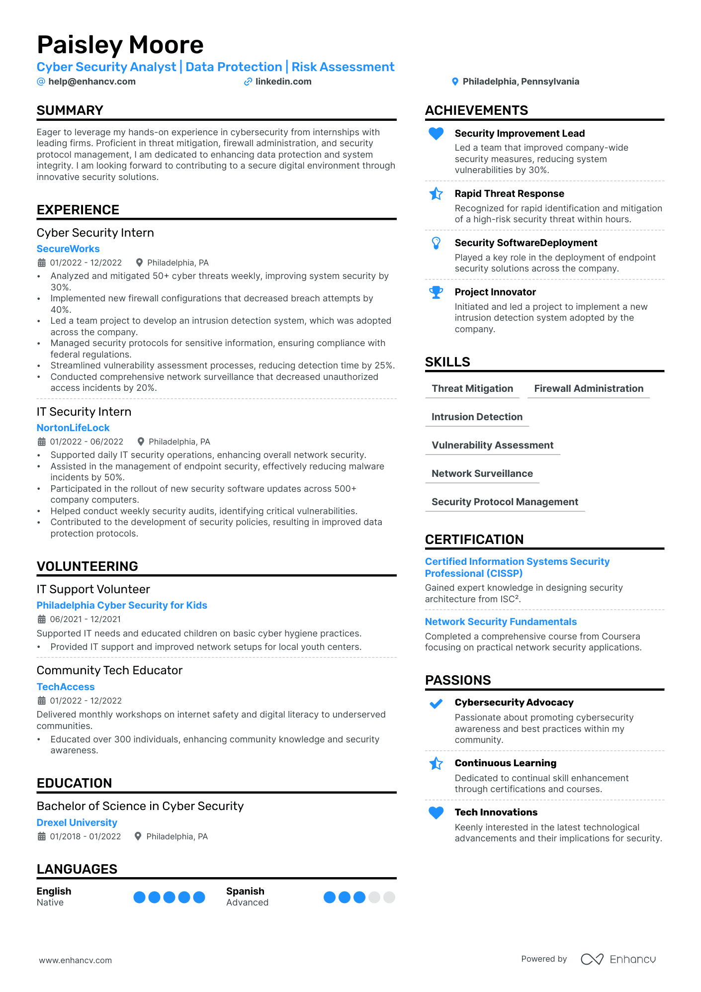 Entry Level resume example