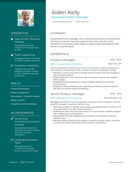 5 Insurance Product Manager Resume Examples & Guide for 2023