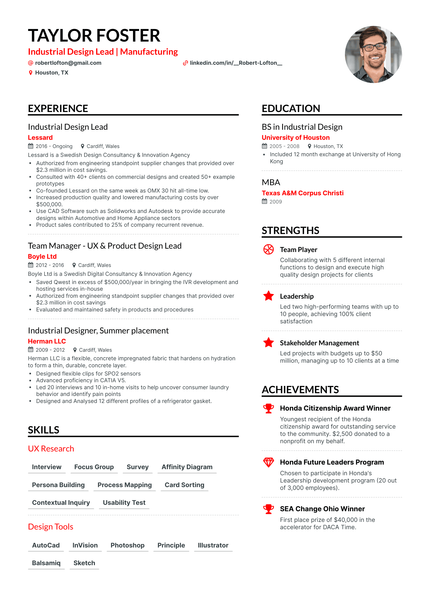 5 Industrial Design Resume Examples & Guide for 2024