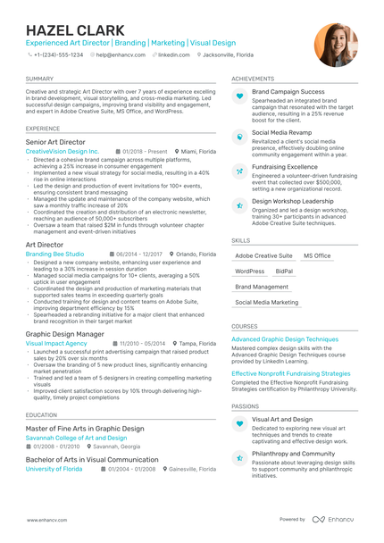 5 Art Director Resume Examples & Guide for 2024