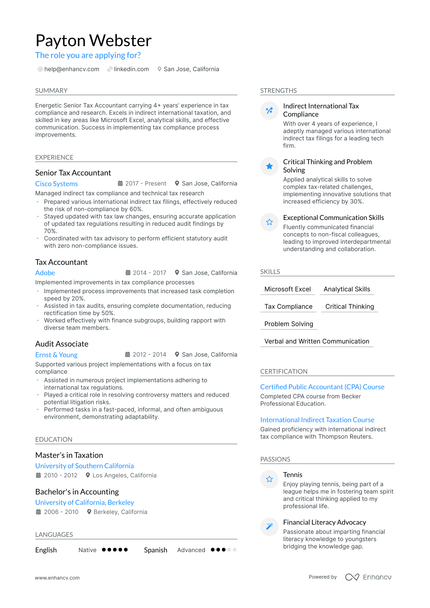 5 Senior Tax Accountant Resume Examples & Guide for 2024