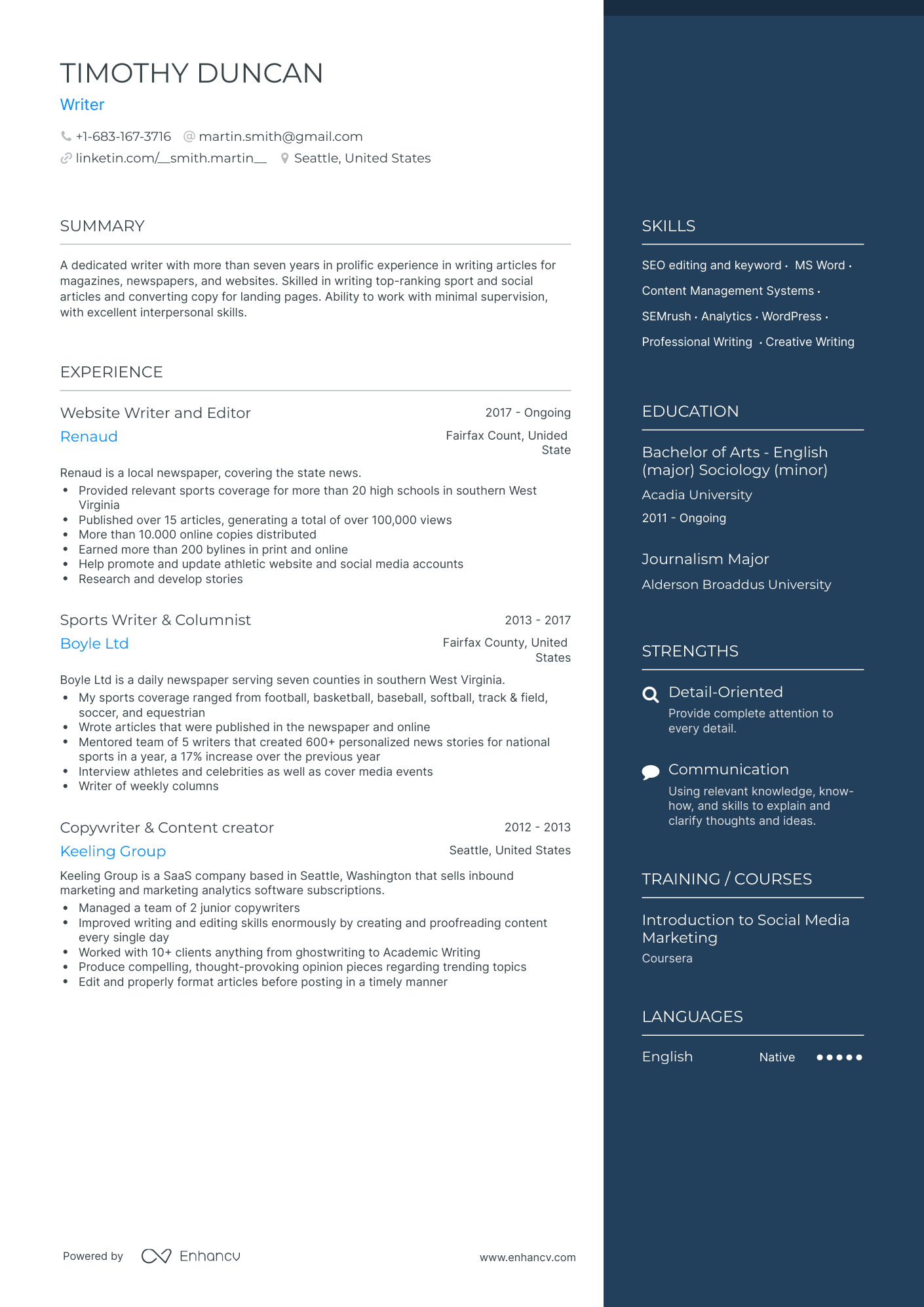 6 Writer Resume Examples & Guide for 2023