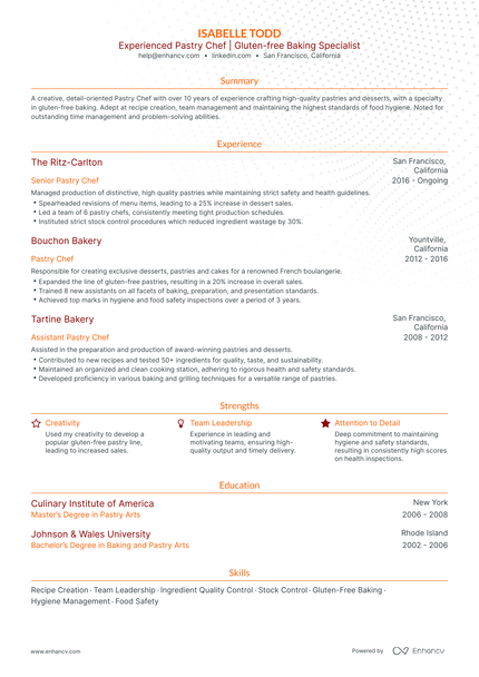 5 Pastry Chef Resume Examples & Guide for 2024