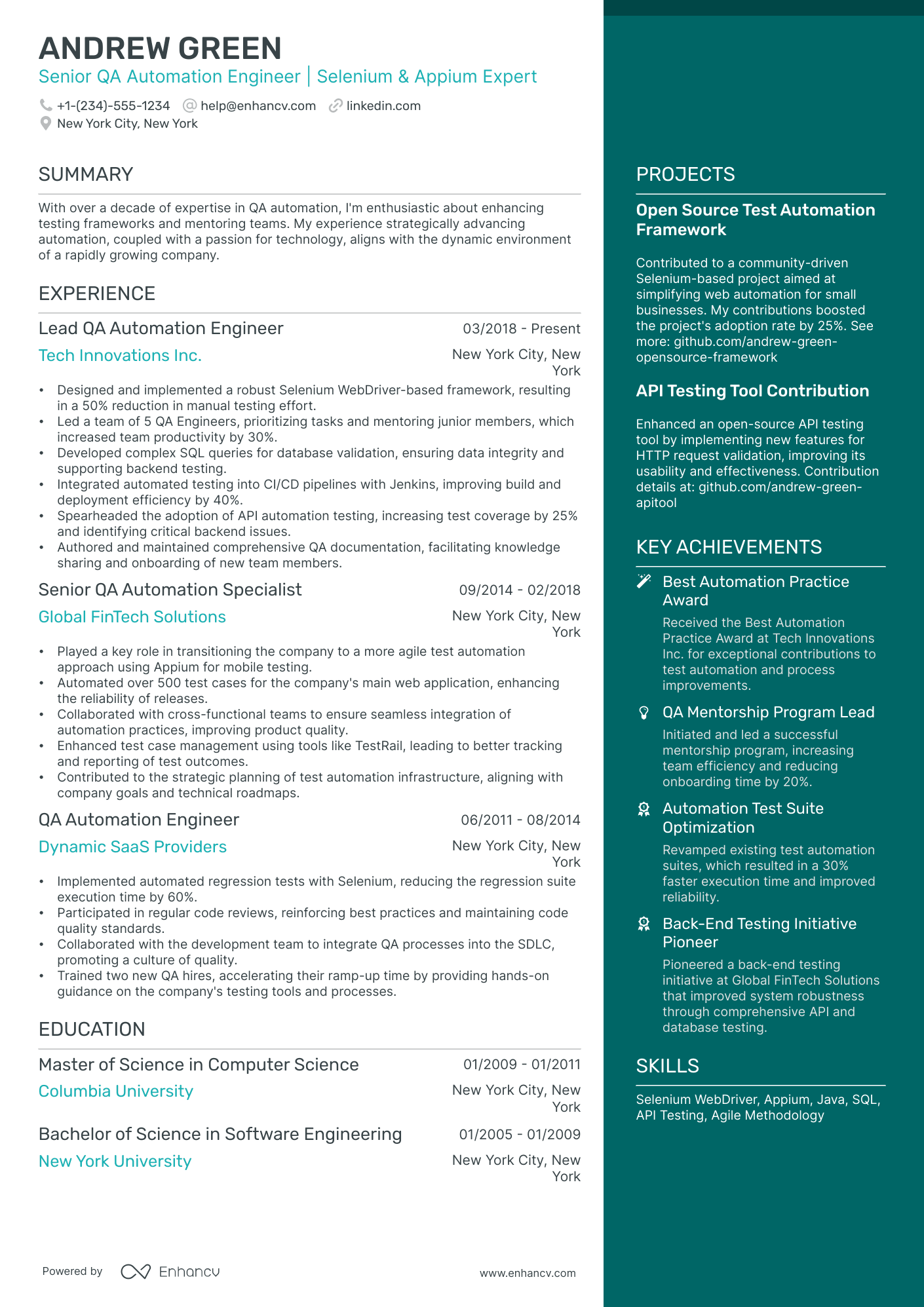 10 QA Automation Resume Examples With 10/10 Score In 2025
