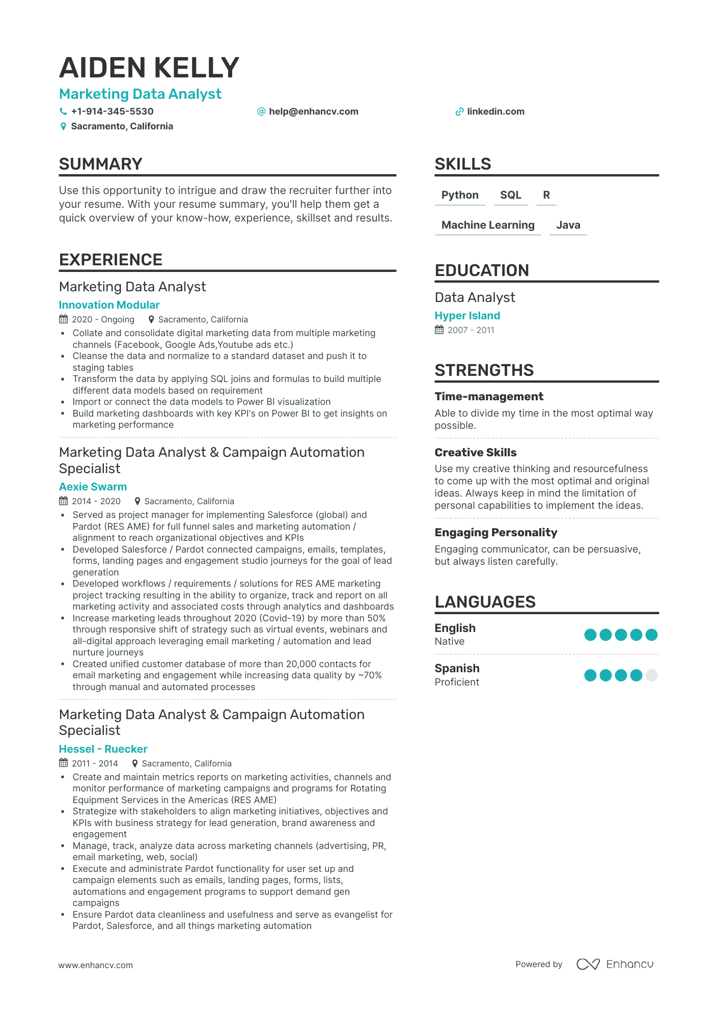 Marketing Data Analyst Resume Examples & Guide for 2023 (Layout, Skills ...