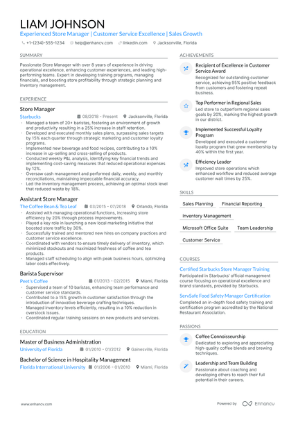 5 Starbucks Store Manager Resume Examples & Guide for 2024