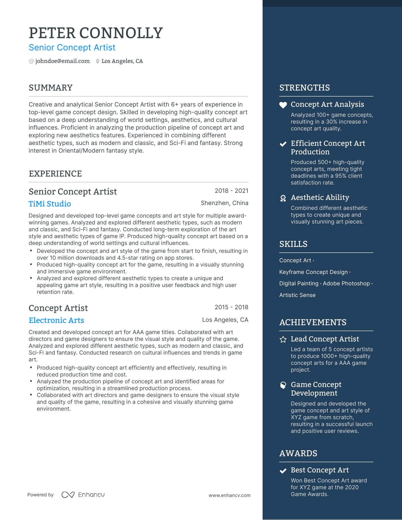 5 Concept Art Resume Examples & Guide for 2024