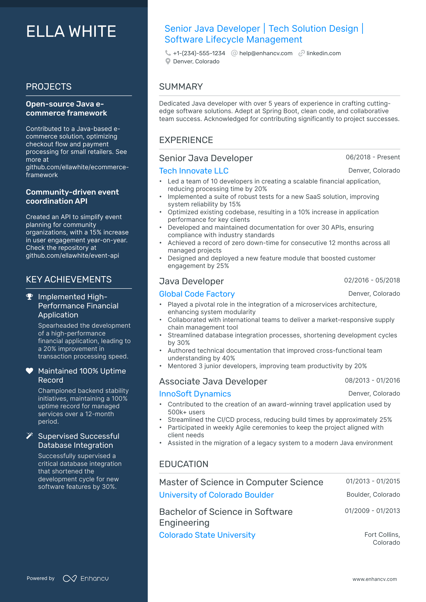 10 Senior Java Developer Resume Examples & Guide for 2026
