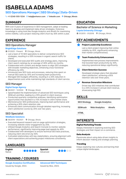 12 SEO Manager Resume Examples & Guide for 2026