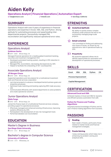 5 Operations Analyst Resume Examples & Guide for 2024