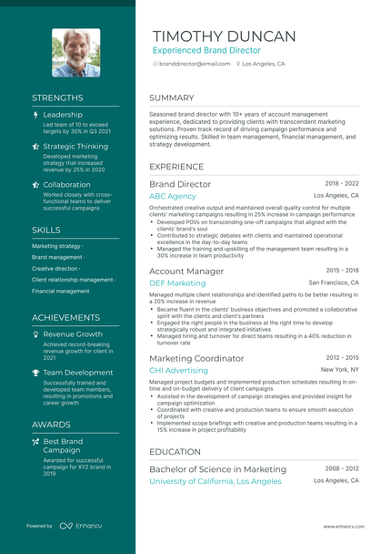 5 Brand Director Resume Examples & Guide for 2023