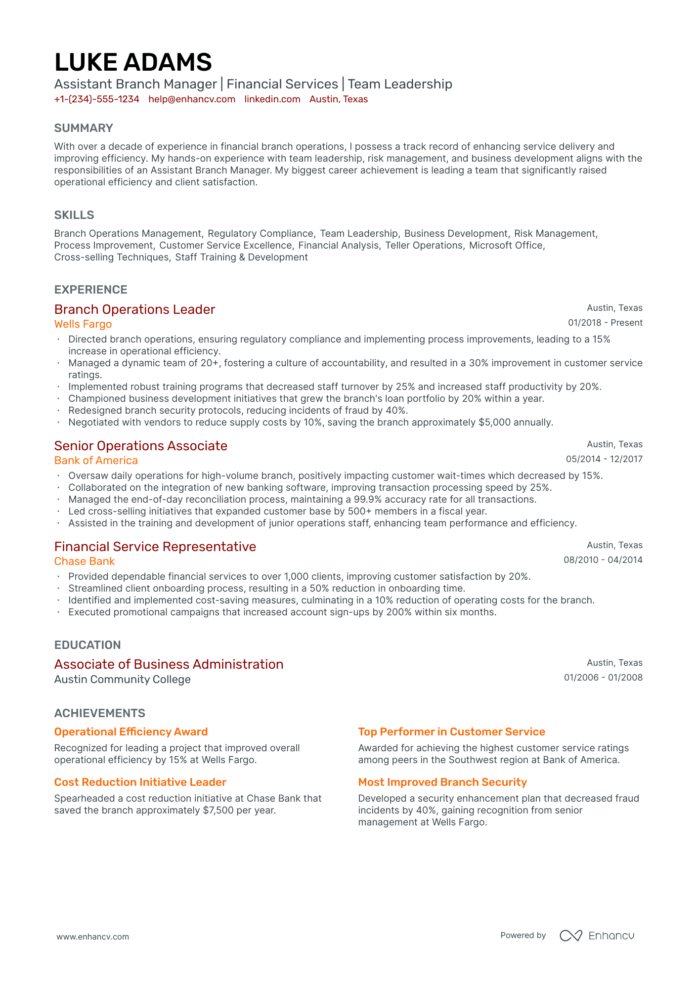 5 Assistant Branch Manager Resume Examples & Guide For 2024