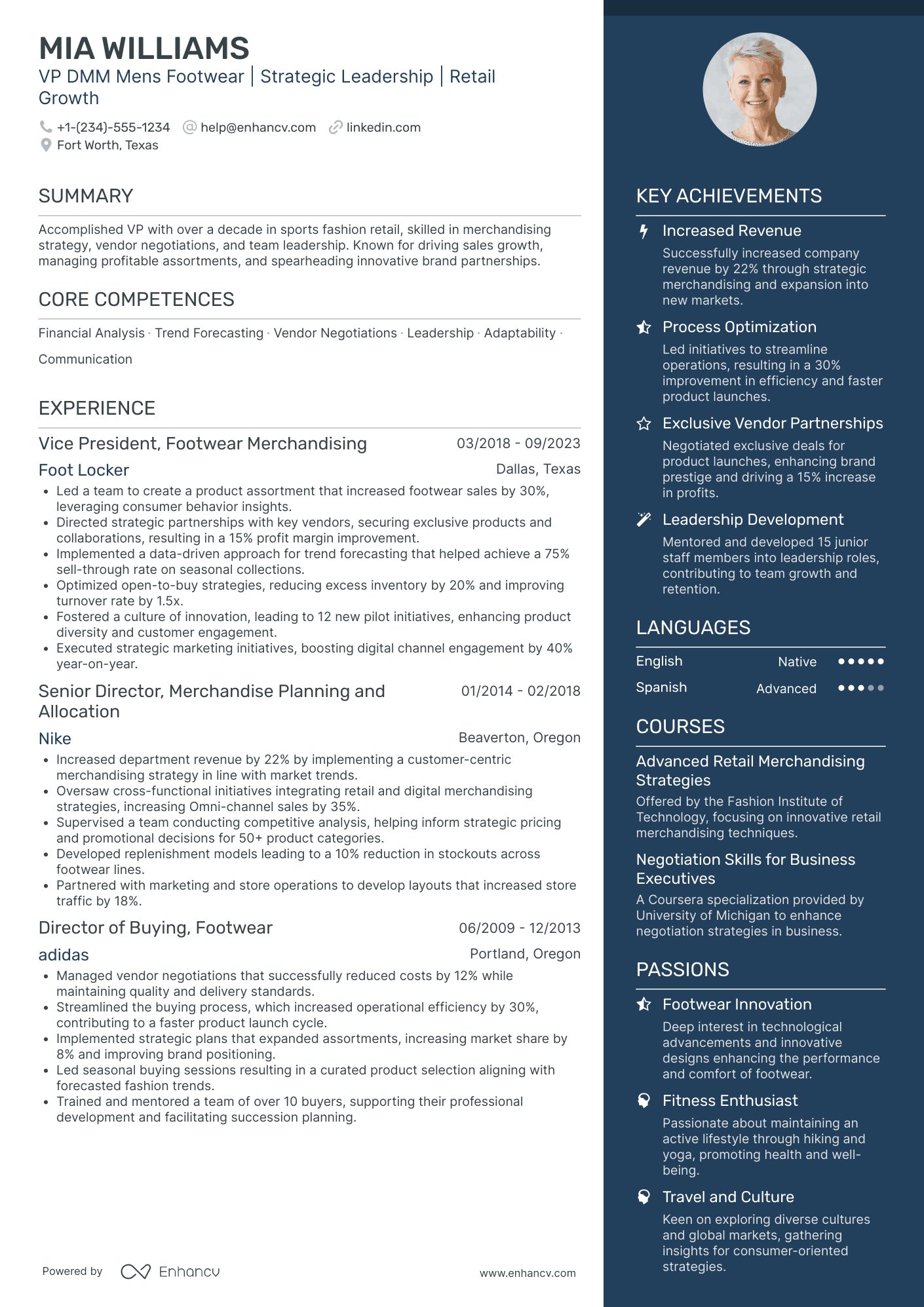 A resume example of a Chief Marketing Officer in Fashion