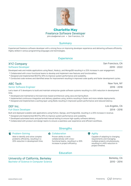 5 Freelance Software Developer Resume Examples & Guide for 2023