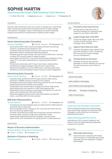 5 Advertising Sales Executive Resume Examples & Guide for 2024