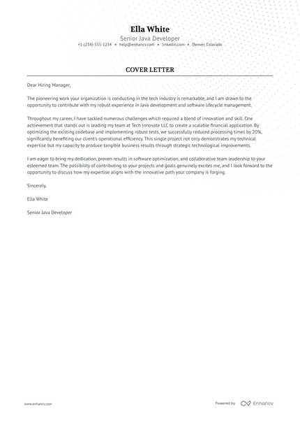 8 Professional Java Developer Cover Letter Examples and Template for ...