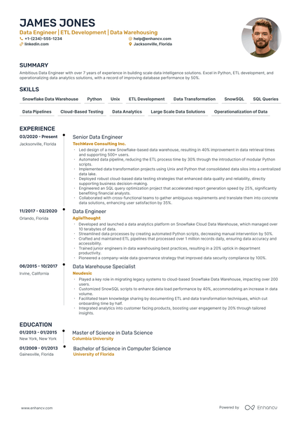 5 Snowflake Developer Resume Examples & Guide for 2024