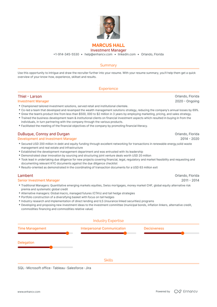 Investment Manager Resume Examples & Guide for 2023 (Layout, Skills ...