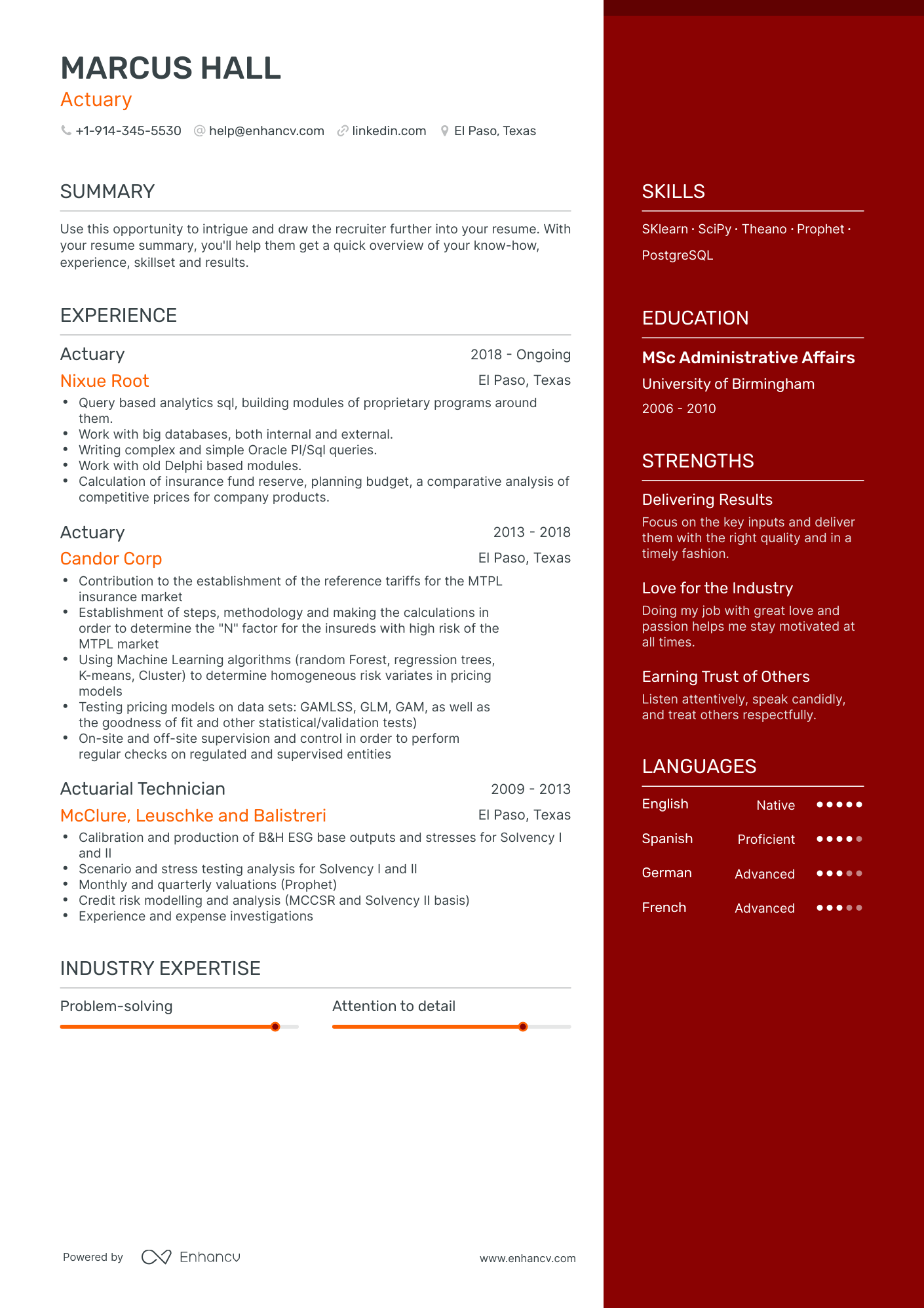 Actuary Resume Examples & Guide for 2023 (Layout, Skills, Keywords ...