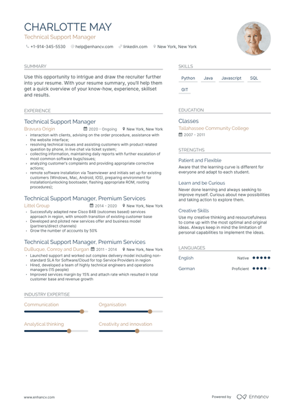 Technical Support Manager Resume Examples & Guide for 2023 (Layout ...